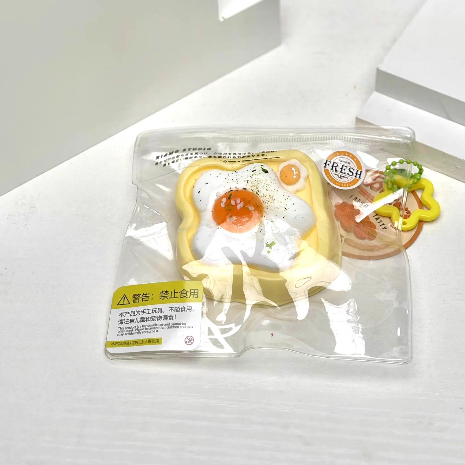 Slow-rebound pinching game for stress relief Mini toast with fried egg