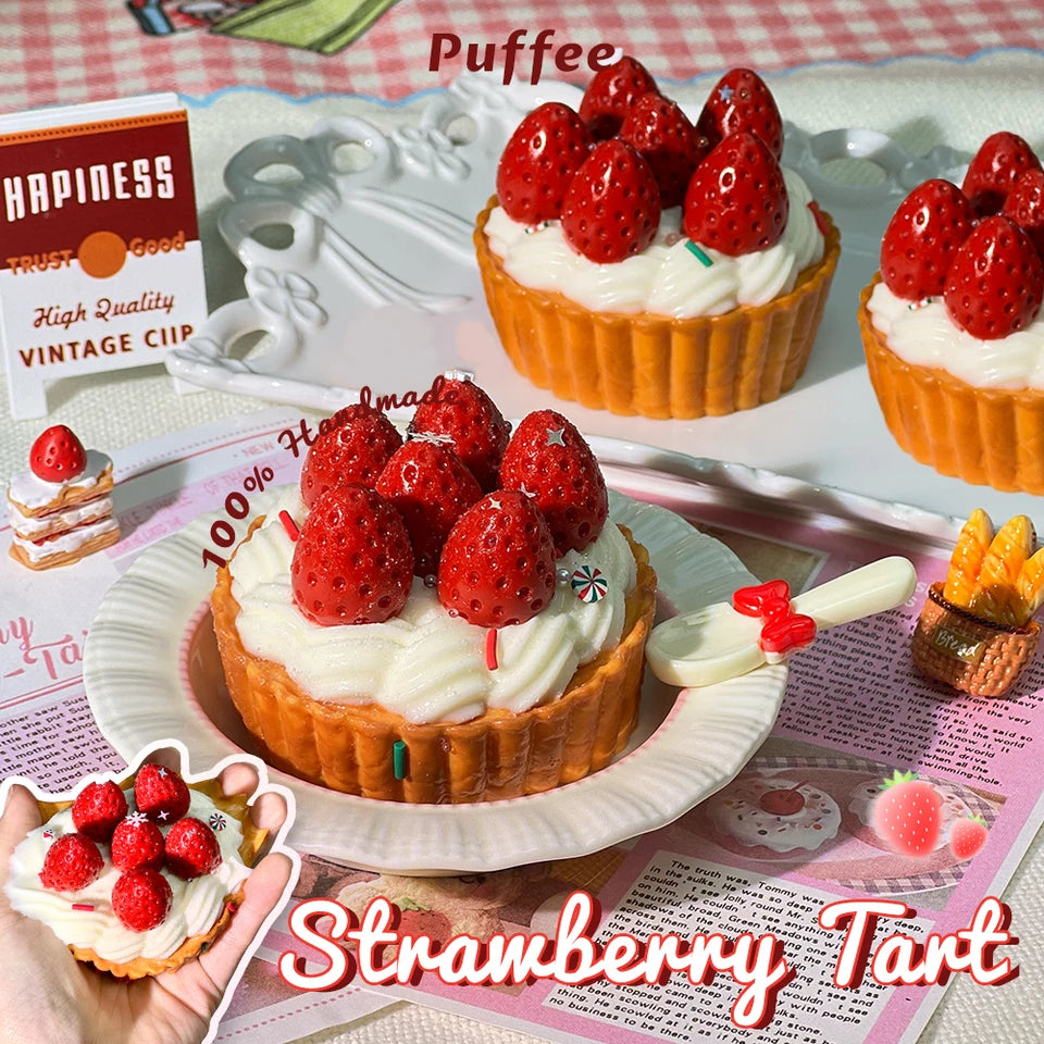 Strawberry Tart Food-grade Silicone Squishy, Creamy Soft Adhesive Toy, Taba Squishy, Happy Game Pinching Bread Toy