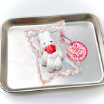 Dry mud kneading fun red bow tie rabbit doll cream mud feeling