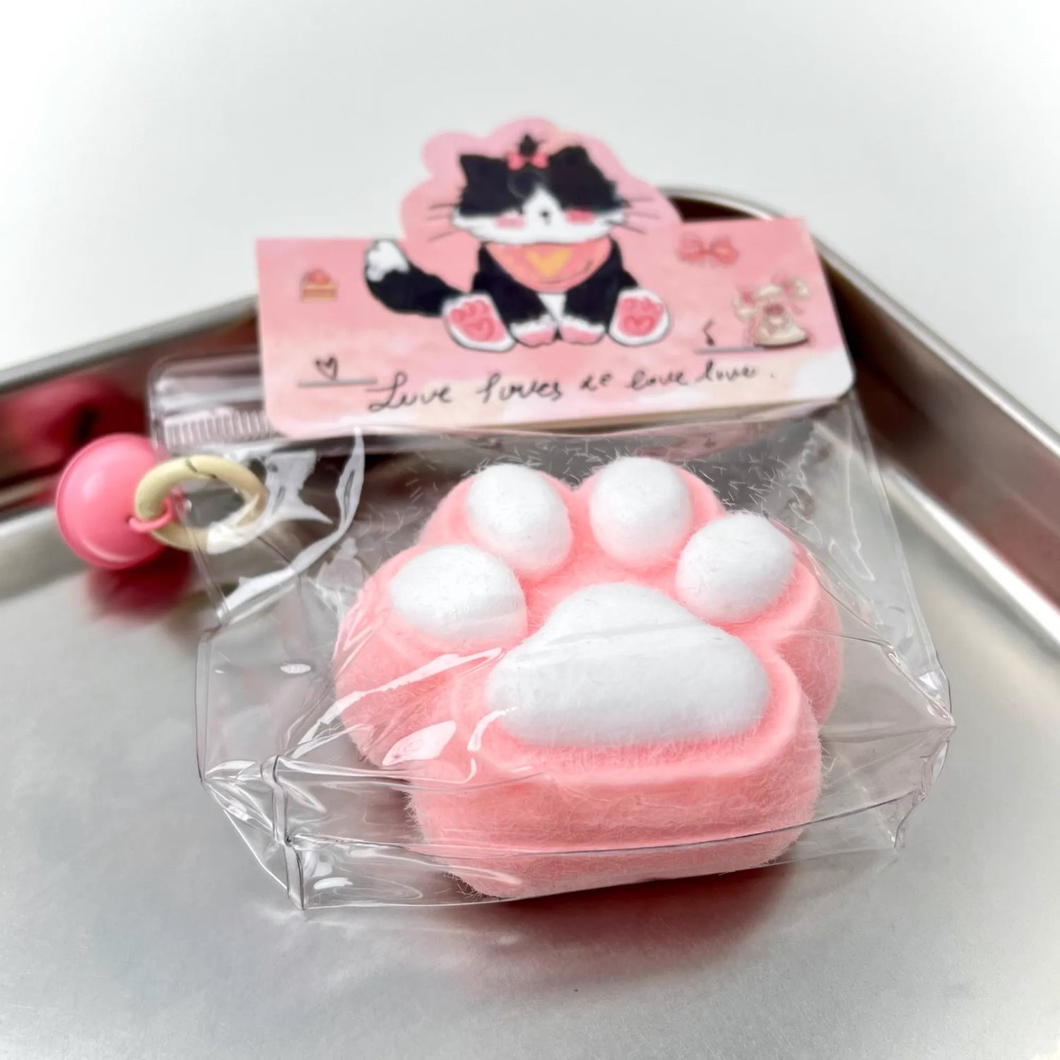 Magic Paw Squishy Flocked Kitten Paw - Pink