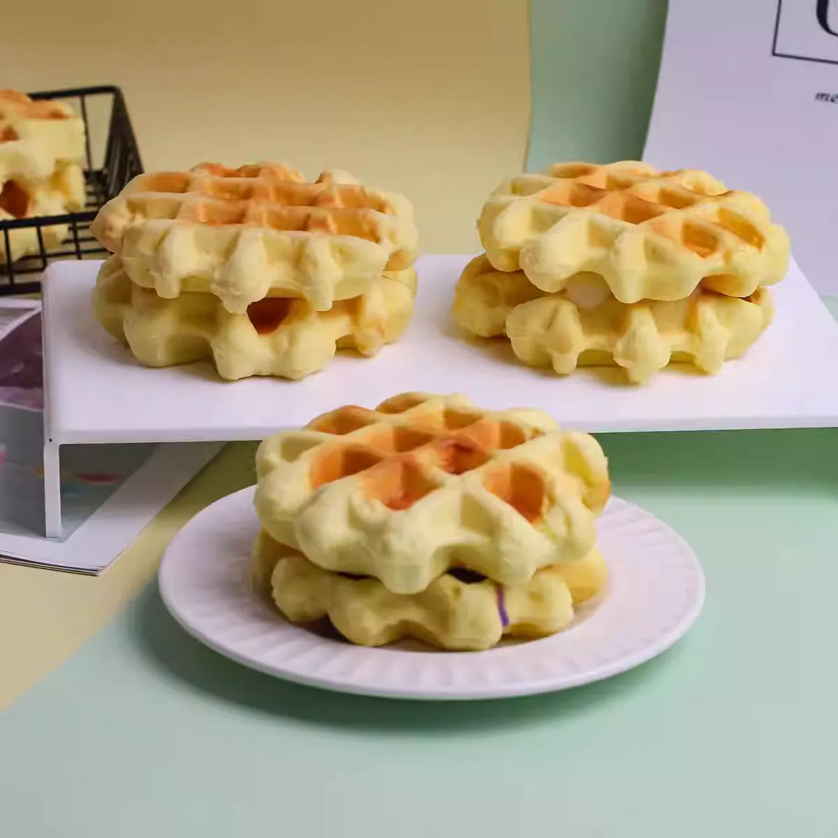 New slow rebound soft and fragrant double-layer sandwich waffles