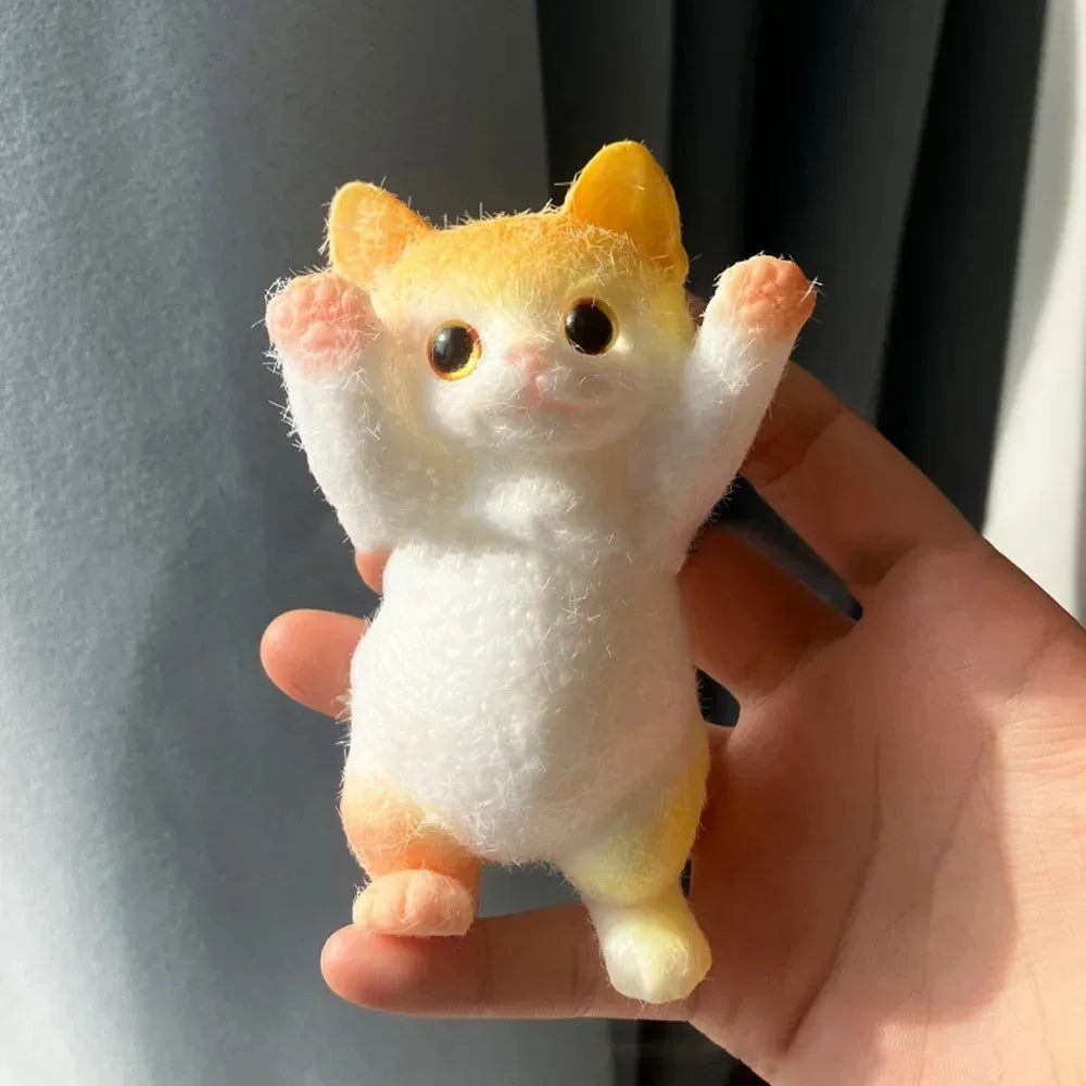 Realistic Squishy Cat Toy – Fluffy Sticky Stress Relief Fidget Gift