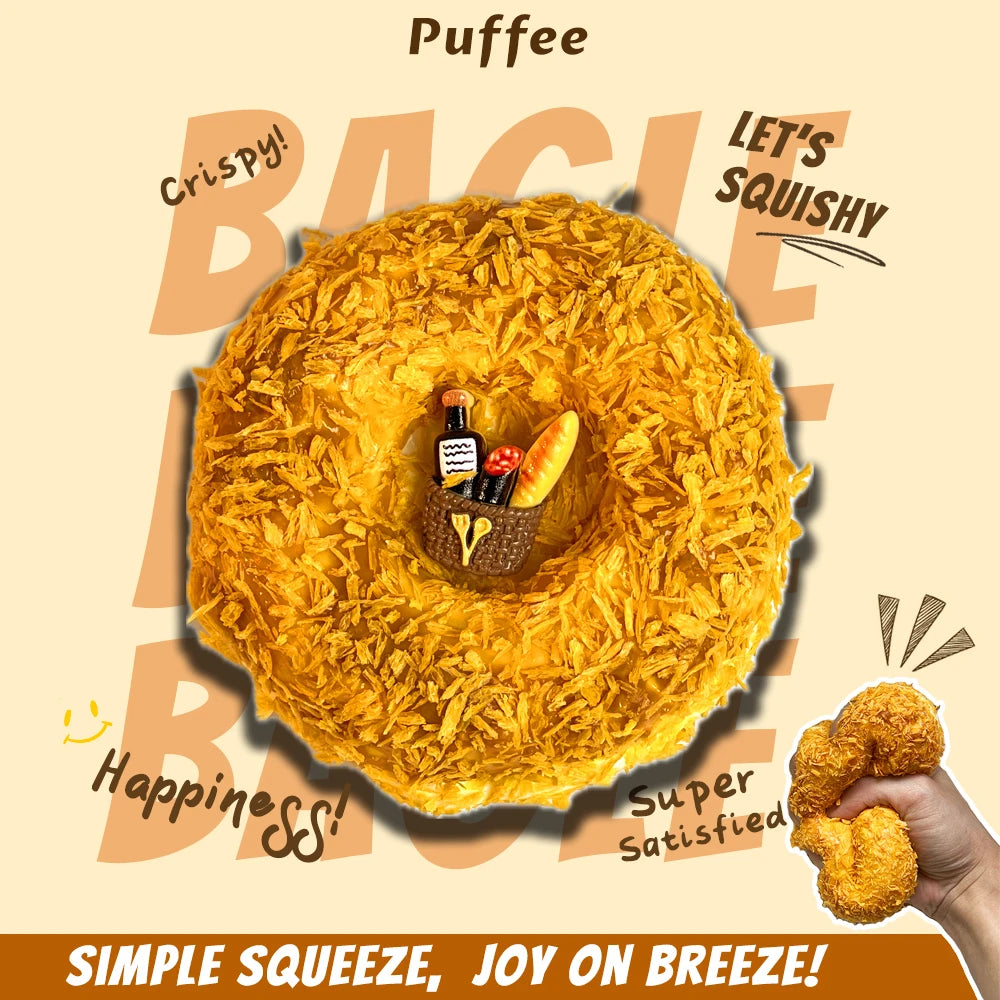 Bagel Food-grade Silicone Squishy, Creamy Soft Adhesive Toy, Taba Squishy, Happy Game Pinching Bread, Strawberry, Crunch, Crispy