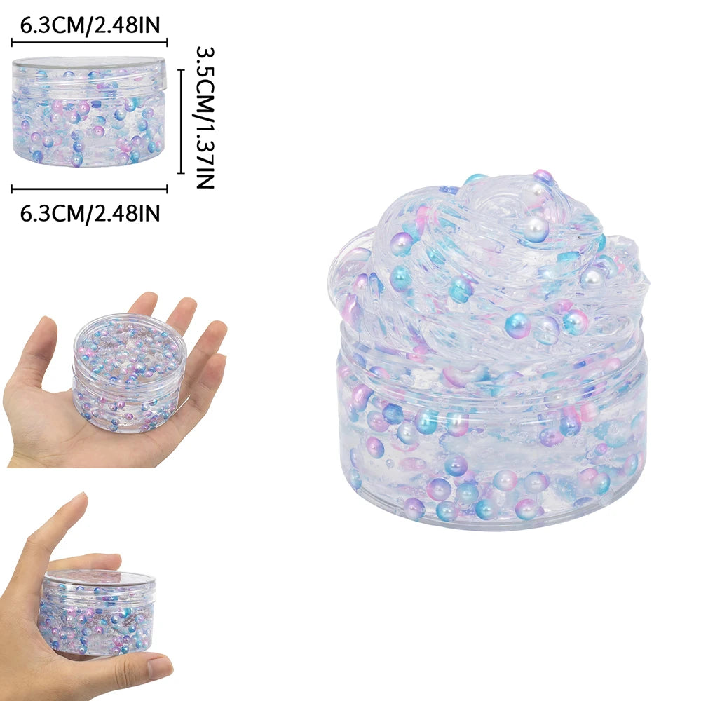 120ML Color Ball Crunchy Fluffy Crystal Slime Kit,Party Favor Gifts, Prizes for Kids Classroom, Super Stretchy Anti-Stress Toy ﻿