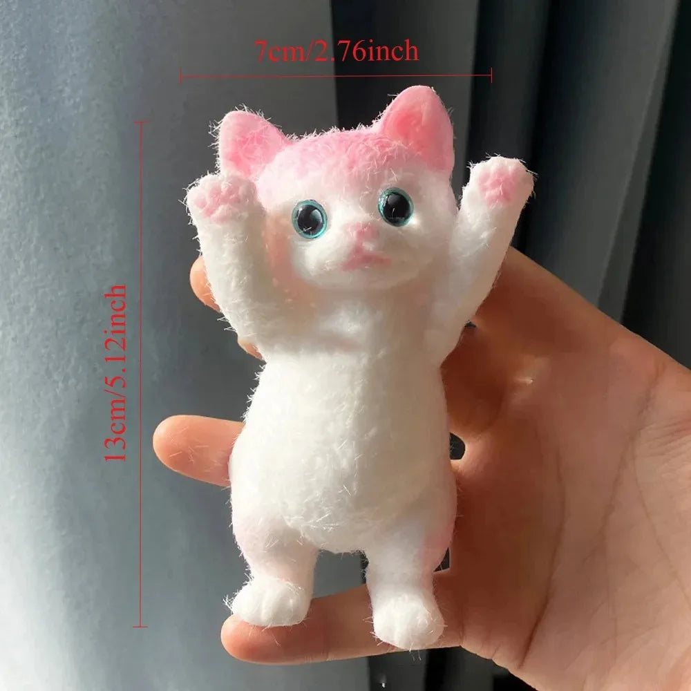 Realistic Squishy Cat Toy – Fluffy Sticky Stress Relief Fidget Gift