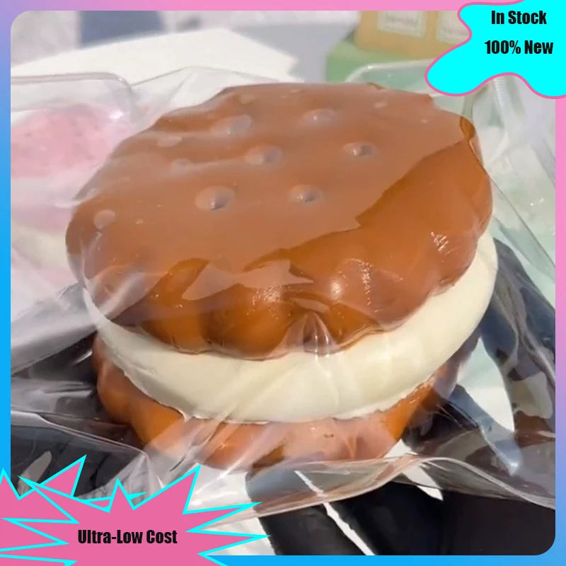 Chocolate Sandwich Biscuits Pinched Water Mochi Taba Squishy Fidget Sense of Stress Relief Kids  Stress Relief Custom Toy