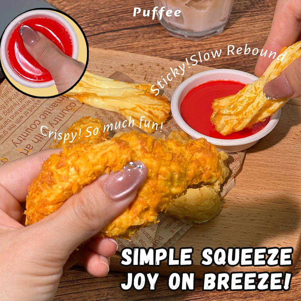 Crispy Chicken Combo Food-grade Silicone Squishy Toy, Handmade Taba Squishy, Soft Adhesive Slow Rebound, Crunch, Fries, Nuggets