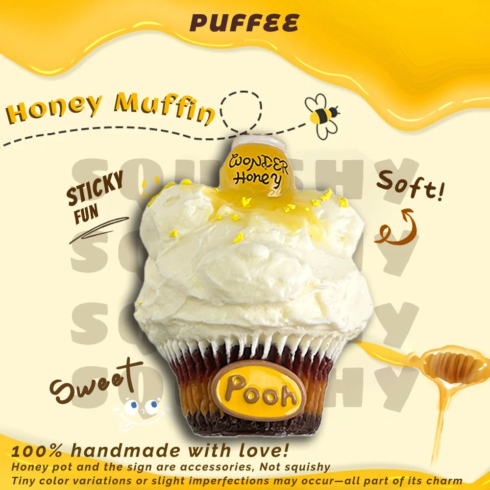 Honey Muffin Food-grade Silicone Squishy Toy, Handmade Taba Squishy, Creamy Soft Adhesive Slow Rebound Squeeze Toy, Rainbow
