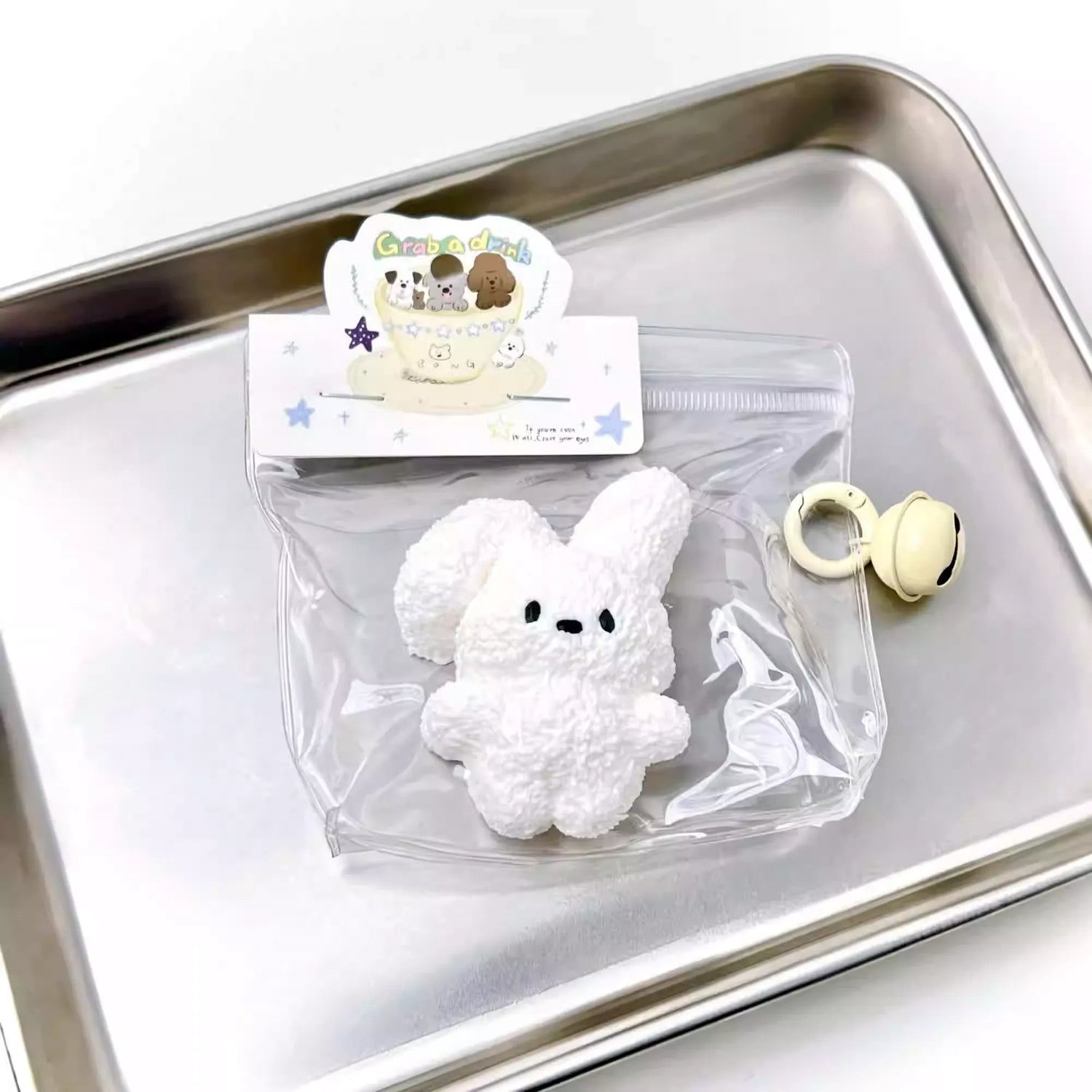 Slow-rebound dry mud kneading fun plush folded-ear rabbit with a creamy mud texture