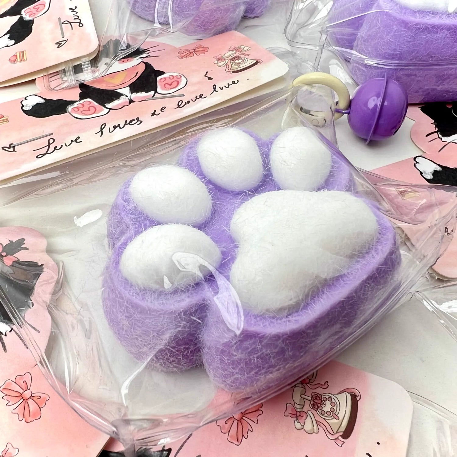 Magic Paw Squishy Flocked Kitten Paw - Purple
