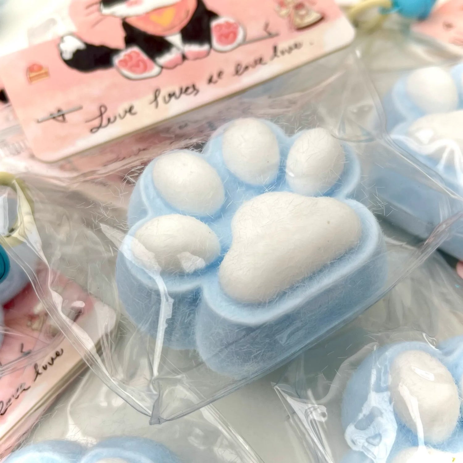 Magic Paw Squishy Flocked Kitten Paw - Blue