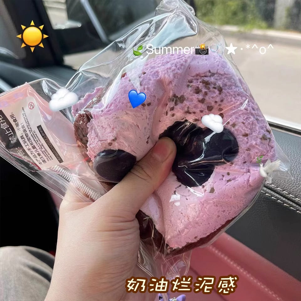 Slow-rebound pinching game for stress relief Blueberry triple-layer toast